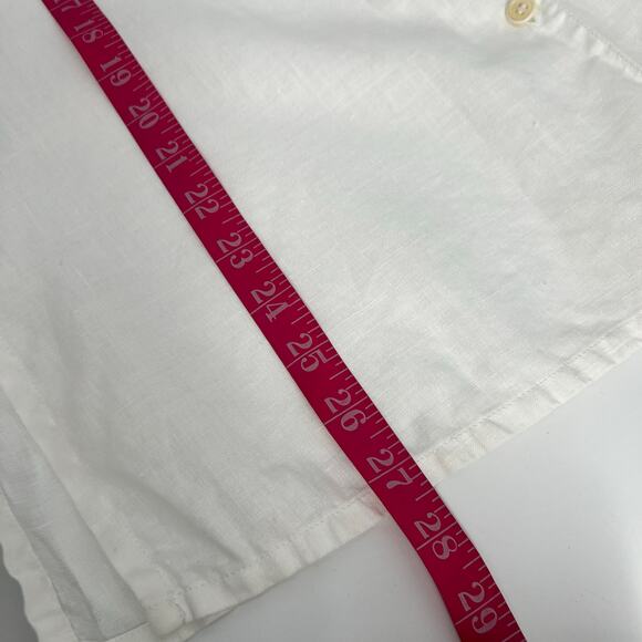Jones New York Sport Linen Blouse Button Up Top Tunic Women Small White Collared - Picture 8 of 9